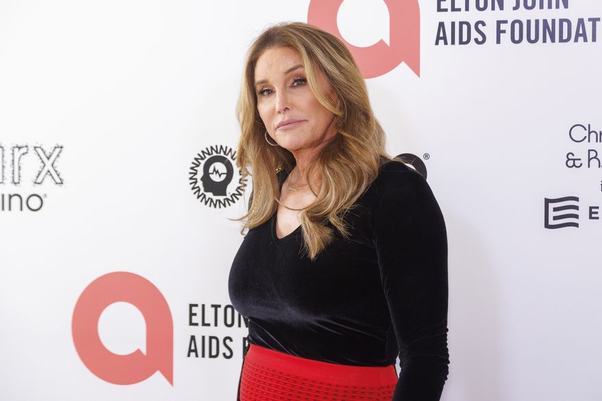 Caitlyn Jenner arrives at the Elton John AIDS Foundation Academy Awards Viewing Party on Sunday, March 27, 2022, in West Hollywood, Calif. (Photo by Willy Sanjuan/Invision/AP)