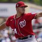 Washington Nationals&#x27; Cade Cavalli pitches in the first inning of a spring training baseball game against the St. Louis Cardinals, Friday, March 25, 2022, in Jupiter, Fla. (AP Photo/Sue Ogrocki) **FILE**