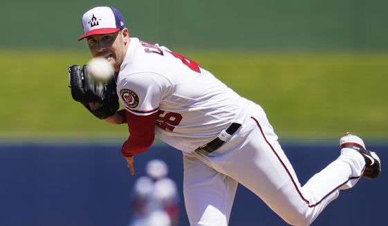 Washington Nationals&#39; Patrick Corbin (46) pitches in the first inning of a spring training baseball game against the Miami Marlins, Monday, March 28, 2022, in West Palm Beach, Fla. (AP Photo/Sue Ogrocki) **FILE**