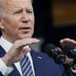 President Joe Biden speaks about his administration&#39;s plans to combat rising gas prices in the South Court Auditorium on the White House campus, Thursday, March 31, 2022, in Washington. (AP Photo/Patrick Semansky)