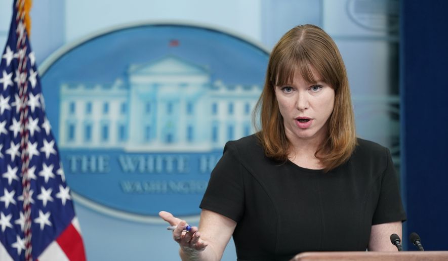 White House communications director Kate Bedingfield speaks during a press briefing at the White House, Thursday, March 31, 2022, in Washington. (AP Photo/Patrick Semansky) **FILE**