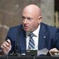 Sen. Mark Kelly, D-Ariz., speaks during a hearing of the Senate Armed Services Committee on Capitol Hill in Washington on March 24, 2022. (AP Photo/Jose Luis Magana) **FILE**