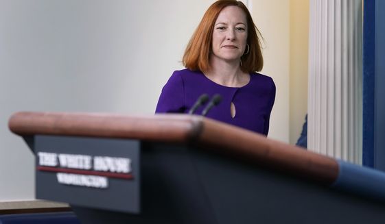 White House press secretary Jen Psaki arrives for the daily briefing at the White House in Washington, Tuesday, April 5, 2022. (AP Photo/Susan Walsh)
