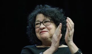 U.S. Supreme Court Associate Justice Sonia Sotomayor appears at an event Tuesday, April 5, 2022, at Washington University in St. Louis. (AP Photo/Jeff Roberson) ** FILE **