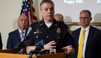 Indiana State Police Sgt. Glen Fifield announces the identity of the suspect in the &amp;quot;Days Inn&amp;quot; cold case murders during a press conference in Indianapolis, Tuesday, April 5, 2022. Police identified the suspect as Harry Edward Greenwell more than 30 years after three women were killed and another assaulted using investigative genealogy. (AP Photo/Michael Conroy)