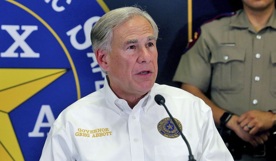 Texas Gov. Greg Abbott speaks during a press conference at the Texas Department of Public Safety Weslaco Regional Office on Wednesday, April 6, 2022, in Weslaco, Texas. (Joel Martinez/The Monitor via AP) ** FILE **