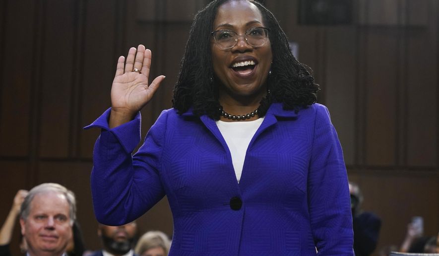 Supreme Court nominee Judge Ketanji Brown Jackson is sworn in for her confirmation hearing before the Senate Judiciary Committee March 21, 2022, on Capitol Hill in Washington. (AP Photo/Jacquelyn Martin, File)