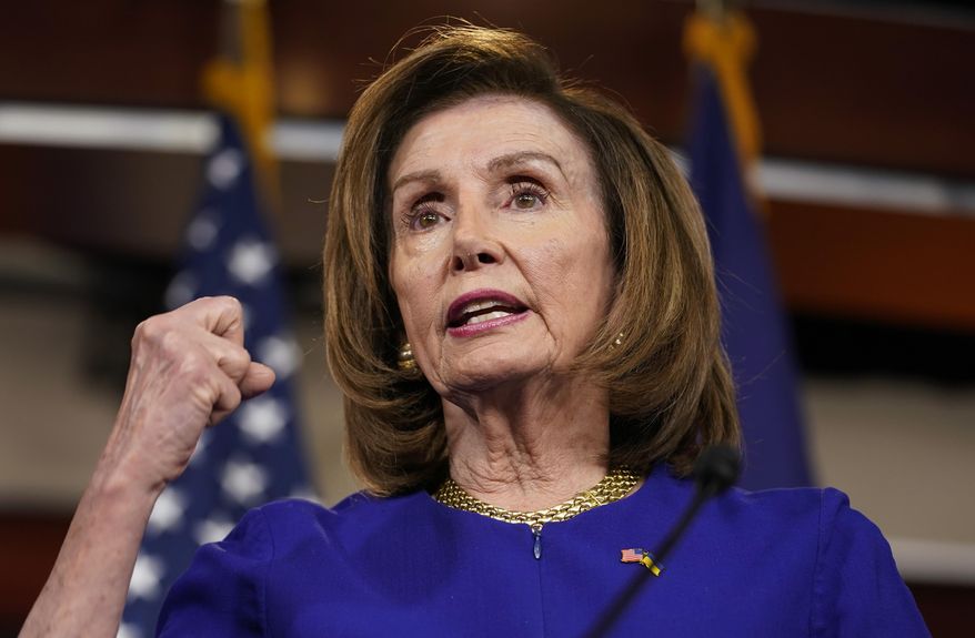 House Speaker Nancy Pelosi of Calif., speaks during her weekly news conference on Capitol Hill in Washington, March 31, 2022. (AP Photo/Mariam Zuhaib) **FILE**