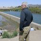 U.S. Rep. James Comer, R-Ky., looks out over the scene at Morelos Dam along the Colorado River where undocumented immigrants cross into the U.S., Tuesday, April 12, 2022. (Randy Hoeft/The Yuma Sun via AP) **FILE**