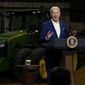 President Joe Biden speaks at POET Bioprocessing in Menlo, Iowa, Tuesday, April 12, 2022. (AP Photo/Carolyn Kaster)