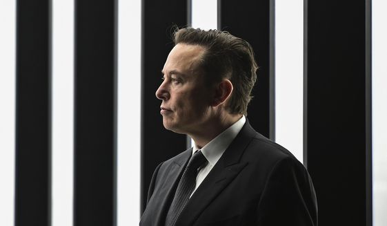 Elon Musk, Tesla CEO, attends the opening of the Tesla factory Berlin Brandenburg in Gruenheide, Germany, on March 22, 2022. (Patrick Pleul/Pool Photo via AP) **FILE**