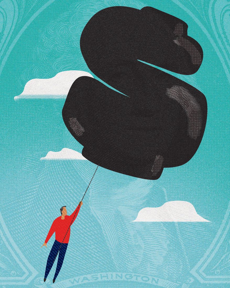 Illustration on inflation by Linas Garsys/The Washington Times