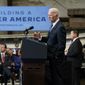President Joe Biden speaks about his infrastructure agenda at the New Hampshire Port Authority in Portsmouth, N.H., Tuesday, April 19, 2022. (AP Photo/Patrick Semansky) ** FILE **