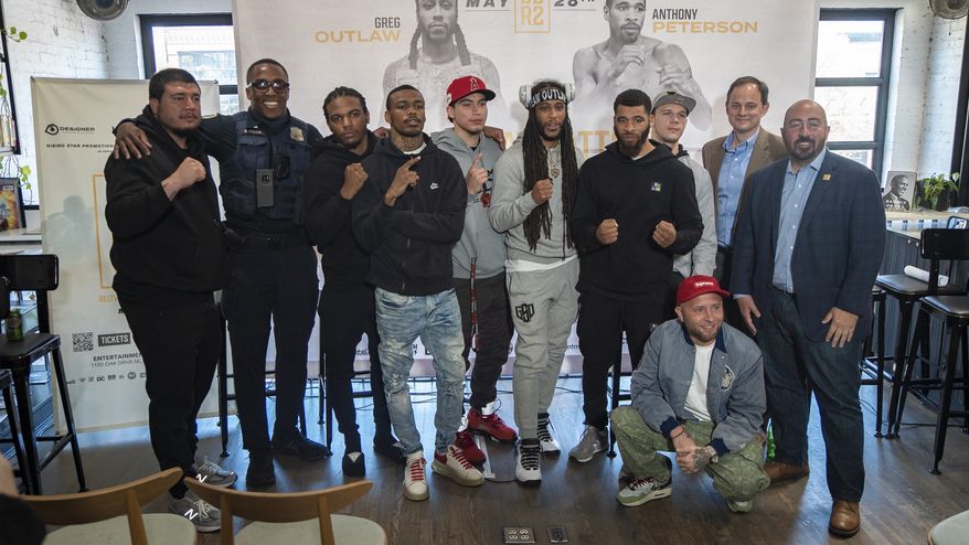 Dusty Hernandez-Harrison (far left) is helping oversee a boxing card next month at the Entertainment &amp; Sports Arena. (Photo courtesy of Beltway Battles)