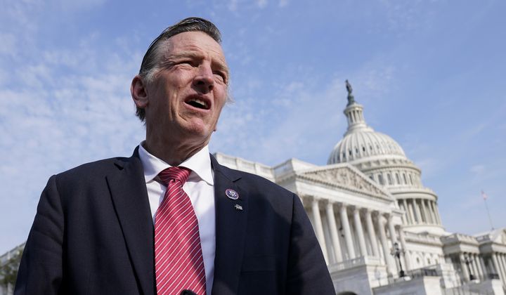 Rep. Paul Gosar, R-Ariz., waits for a news conference at the Capitol in Washington, on July 22, 2021. (AP Photo/J. Scott Applewhite, File)