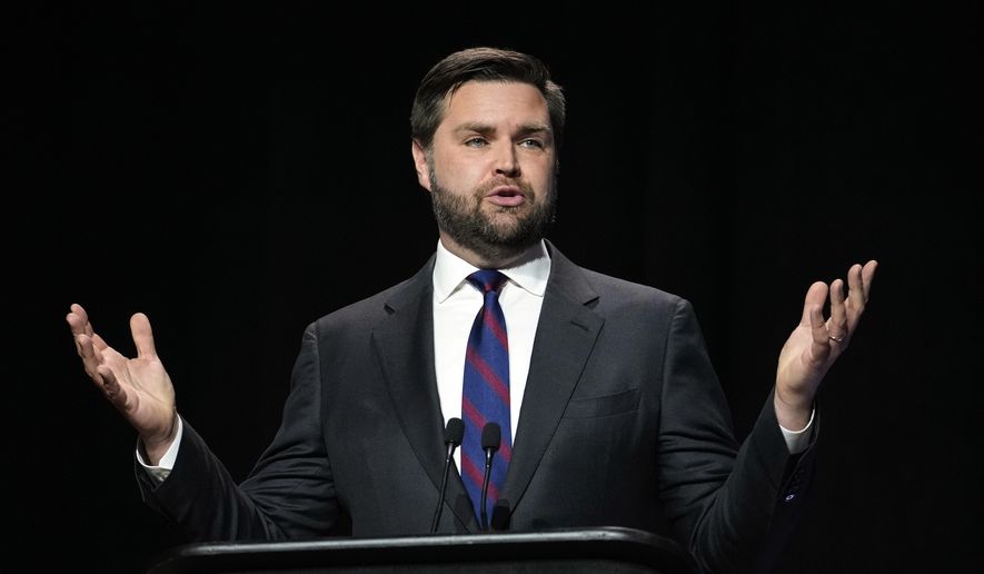 U.S. Senate Republican candidate J.D. Vance answers a question during Ohio&#39;s U.S. Senate Republican Primary debate, Monday, March 28, 2022, at Central State University in Wilberforce, Ohio. (Joshua A. Bickel/The Columbus Dispatch via AP, Pool)