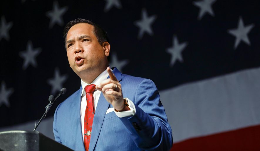 Utah Attorney General Sean Reyes speaks during the GOP Convention at the Mountain America Convention Center is Sandy, Utah on Saturday, April 23, 2022. (Adam Fondren/The Deseret News via AP)