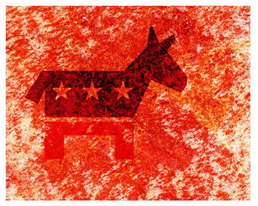 The Democratic Party logo illustration by The Washington Times