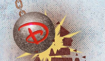 Wrecking ball hits Disney illustration by Greg Groesch / The Washington Times