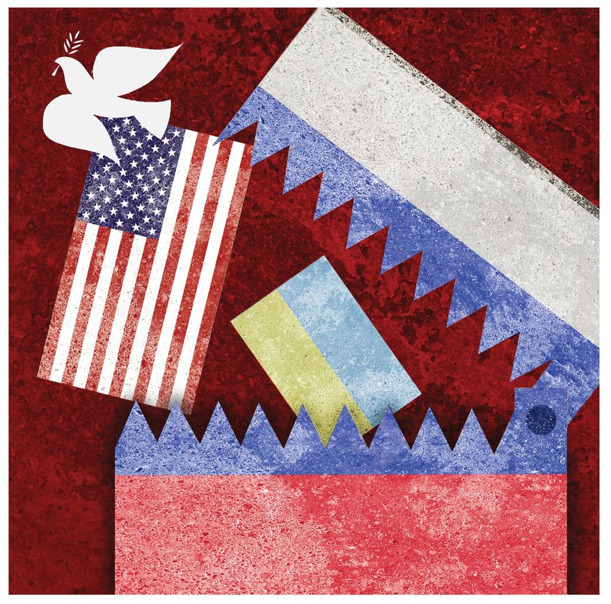 Illustration on the Ukraine war by Alexander Hunter/The Washington Times