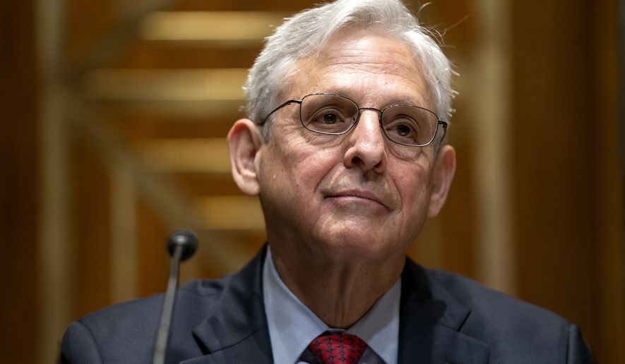 Attorney General Merrick Garland testifies during a Senate Appropriations Subcommittee on Commerce, Justice, Science, and Related Agencies hearing to discuss the fiscal year 2023 budget of the Department of Justice at the Capitol in Washington, Tuesday, April 26, 2022. (Greg Nash/Pool Photo via AP)