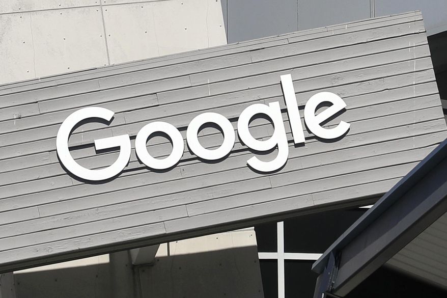 A Google sign is shown on the company&#39;s campus in Mountain View, Calif., on Sept. 24, 2019. (AP Photo/Jeff Chiu, File)