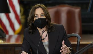 Vice President Kamala Harris speaks during a Cabinet meeting at the White House complex in Washington, April 13, 2022. Harris tested positive for COVID-19 on Tuesday, the White House announced. (AP Photo/Susan Walsh, File)