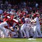 Benches clear during the eighth inning of a baseball game between the St. Louis Cardinals and the New York Mets Wednesday, April 27, 2022, in St. Louis. (AP Photo/Jeff Roberson)