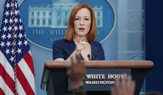 White House press secretary Jen Psaki calls on a reporter during the daily briefing at the White House in Washington, Thursday, April 28, 2022. (AP Photo/Susan Walsh)
