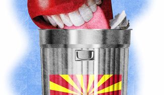 Illustration on Arizona&#39;s proposed prohibition of all sexual content in school curriculae without parental notification by Alexander Hunter/ The Washington Times