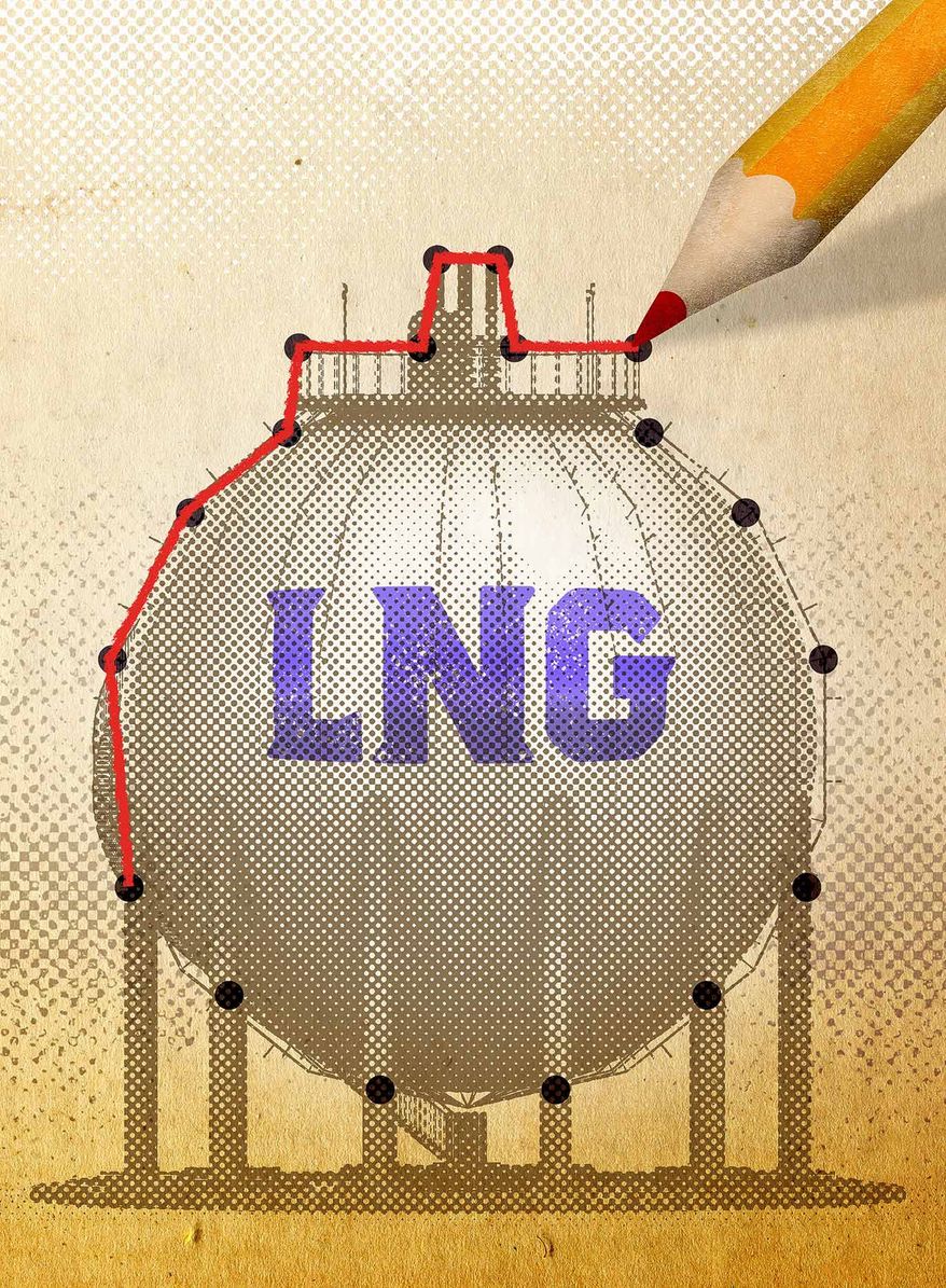 Liquefied Natural Gas Infrastructure (LNG) and Connecting the Dots Illustration by Greg Groesch/The Washington Times