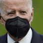 President Joe Biden walks on the South Lawn of the White House after stepping off Marine One, Sunday, May 1, 2022, in Washington. Biden is returning to Washington after attending a memorial service for former Vice President Walter Mondale in Minneapolis. (AP Photo/Patrick Semansky) **FILE**