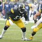 Pittsburgh Steelers guard Trai Turner (51) plays in an NFL football game against the Tennessee Titans, Sunday, Dec. 19, 2021, in Pittsburgh. (AP Photo/Gene J. Puskar) **FILE**
