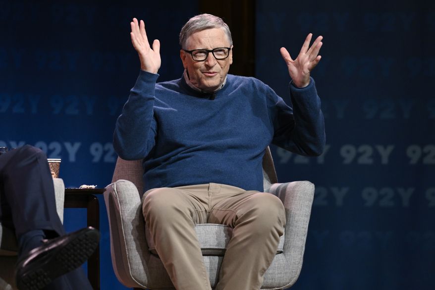 Bill Gates discusses his book &quot;How to Prevent the Next Pandemic&quot; at the 92nd Street Y on Tuesday, May 3, 2022, in New York. (Photo by Evan Agostini/Invision/AP) ** FILE **