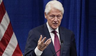 Former President Bill Clinton speaks at the long-delayed memorial service for former Mississippi Gov. William Winter, who died in 2020, and his wife Elise Winter, who died in 2021, Tuesday, May 3, 2022, at the Two Mississippi Museums in Jackson, Miss. (AP Photo/Rogelio V. Solis) **FILE**
