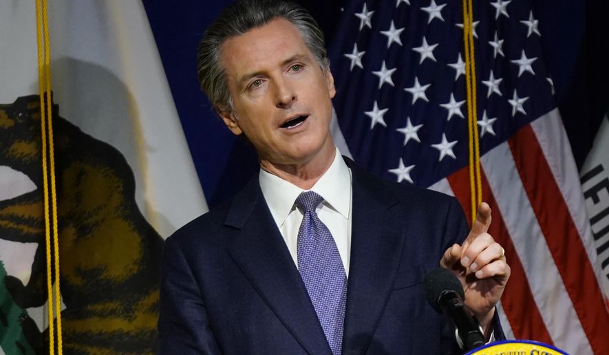 California Gov. Gavin Newsom speaks during a news conference in Sacramento, Calif., on Jan. 10, 2022. California on Wednesday, May 4, 2022, became the first state to formally begin examining how to adapt to cryptocurrency and related technologies, following in the path laid out by President Joe Biden in March. Gov. Gavin Newsom signed an executive order for California agencies to move in tandem with the federal government to craft regulations for digital currencies. (AP Photo/Rich Pedroncelli)