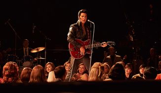 This image released by Warner Bros. Pictures shows Austin Butler in a scene from &amp;quot;Elvis.&amp;quot; (Warner Bros. Pictures via AP)