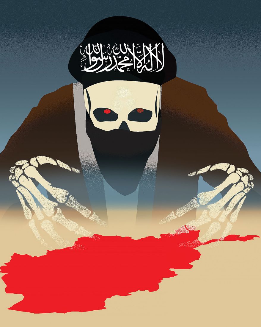 Illustration on the Taliban threat by Linas Garsys/The Washington times