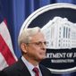 In this file photo, Attorney General Merrick Garland attends a news conference Thursday, May 5, 2022, at the Department of Justice in Washington. (AP Photo/Patrick Semansky)  **FILE**