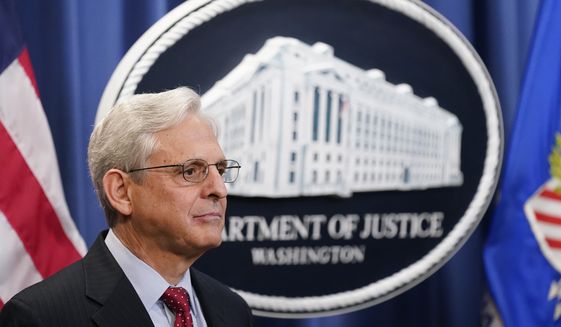 In this file photo, Attorney General Merrick Garland attends a news conference Thursday, May 5, 2022, at the Department of Justice in Washington. (AP Photo/Patrick Semansky)  **FILE**