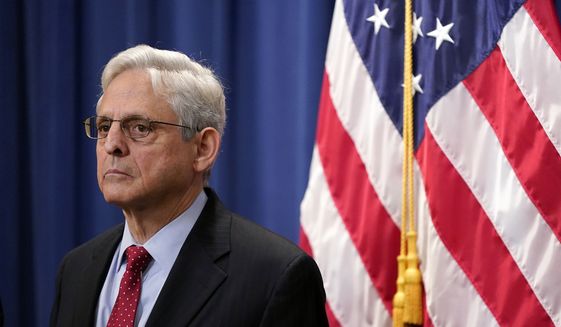Attorney General Merrick Garland attends a news conference to announce actions to enhance the Biden administration&#39;s environmental justice efforts, Thursday, May 5, 2022, at the Department of Justice in Washington. (AP Photo/Patrick Semansky) ** FILE **