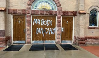Sacred Heart of Mary Church in Boulder, Colorado, was found vandalized on Wednesday, May 4, 2022. (Photo courtesy the Archdiocese of Denver)