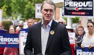 Former U.S. Sen. David Perdue, a Republican candidate for Georgia governor, speaks May 3, 2022, in Rutledge, Ga. Perdue wants Georgia Gov. Brian Kemp to call for a special legislative session to approve an abortion ban if the Supreme Court officially overturns Roe, a ruling expected in late June or early July. (AP Photo/John Bazemore, File)