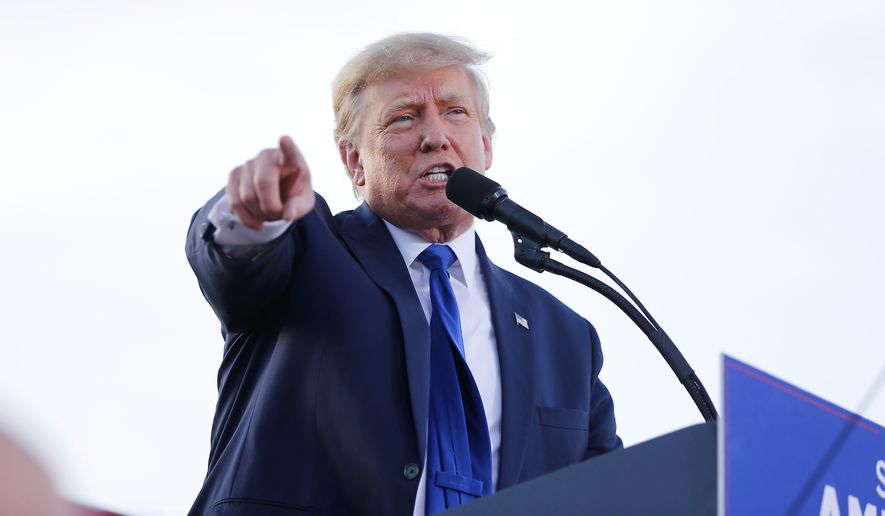 Former President Donald Trump speaks at a rally at the Delaware County Fairgrounds, Saturday, April 23, 2022, in Delaware, Ohio, to endorse Republican candidates ahead of the Ohio primary. Trump&#39;s legal team wants to void a contempt ruling and $10,000-per-day fine against the former president over a subpoena for documents related to a New York civil investigation into his business dealings, saying they&#39;ve conducted a detailed search for the relevant files. (AP Photo/Joe Maiorana, File)