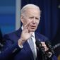 President Joe Biden responds to questions from the media in the South Court Auditorium on the White House complex in Washington, Tuesday, May 10, 2022. (AP Photo/Manuel Balce Ceneta)