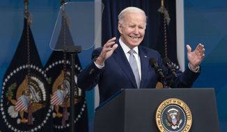 President Joe Biden speaks about inflation in the South Court Auditorium on the White House complex in Washington, Tuesday, May 10, 2022. (AP Photo/Manuel Balce Ceneta)