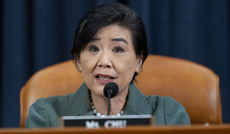 Rep. Judy Chu, D-Calif., questions IRS commissioner Charles Rettig, during a hearing of the Oversight Subcommittee about the 2022 tax filing season, on Capitol Hill in Washington, Thursday, March 17, 2022. (AP Photo/Alex Brandon) **FILE**