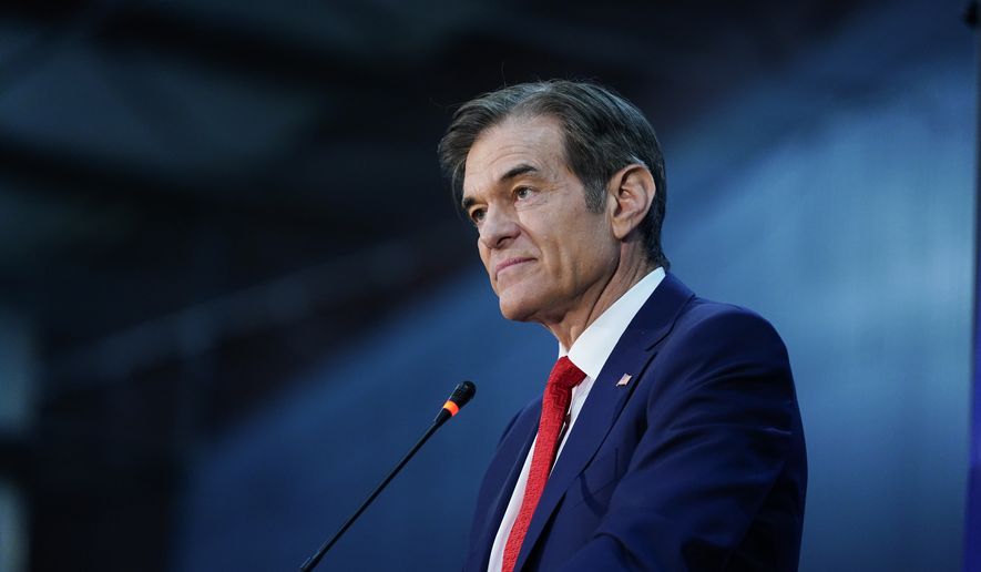 Mehmet Oz, a Republican candidate for U.S. Senate in Pennsylvania, speaks at a forum in Newtown, Pa., Wednesday, May 11, 2022. (AP Photo/Matt Rourke)