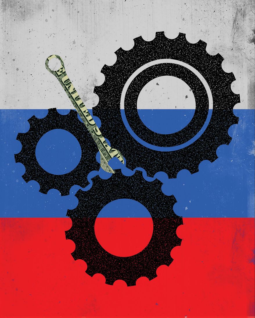 Stop Business with Russia Illustration by Linas Garsys/The Washington Times