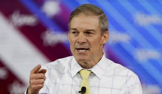 Rep. Jim Jordan, R-Ohio, takes part in a discussion at the Conservative Political Action Conference (CPAC) on Feb. 26, 2022, in Orlando, Fla. (AP Photo/John Raoux, File)